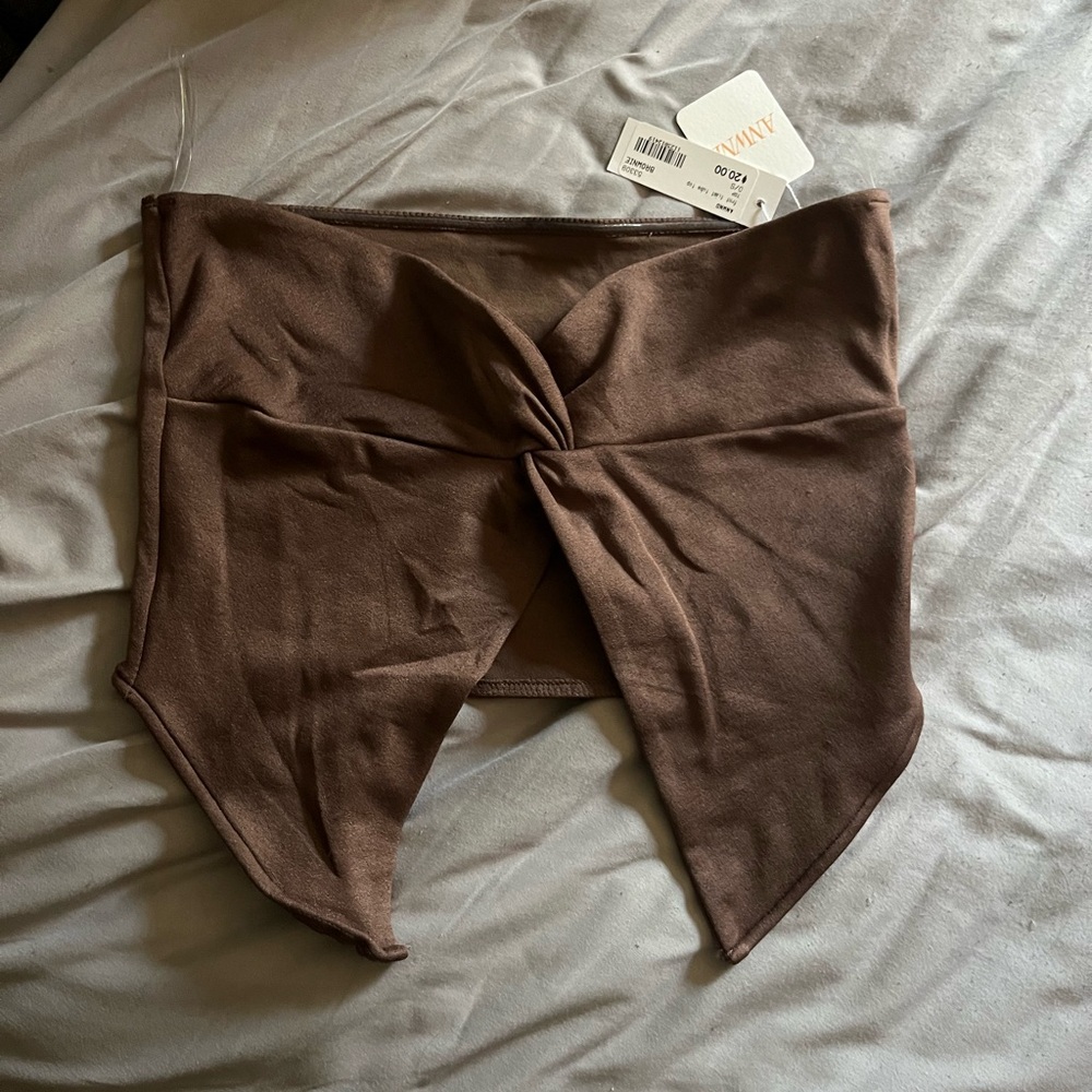 Brown front twist tube top